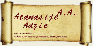 Atanasije Adžić vizit kartica